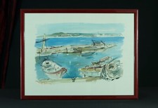 Antico Quadro Acquerello Tolosa Amanda Bonnieu Marina Il Port De Sete 1960, usado comprar usado  Enviando para Brazil