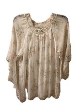 Blusa Viola Borghi de Seda Transparente Floral Fluido Romântico Artístico Fada Itália 2X, usado comprar usado  Enviando para Brazil