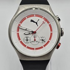 Usado, Relógio Puma Chrono prata branco com pulseira de borracha masculino 44mm como novo relógio comprar usado  Enviando para Brazil