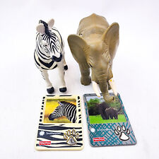 Vintage Fisher Price Smithsonian Wild Adventures Zwierzęta Zebra Słoń i karty na sprzedaż  Wysyłka do Poland