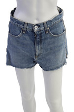 Shorts jeans feminino Rag & Bone cintura alta com zíper desgastado azul tamanho 27 comprar usado  Enviando para Brazil