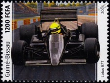 Selo de carro de corrida AYRTON SENNA & 1985 LOTUS 97T F1 (2024 Guiné-Bissau), usado comprar usado  Enviando para Brazil