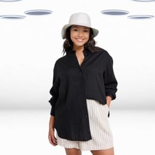 Camisa feminina Ex Simply Be plus size mistura de linho oversized preta comprar usado  Enviando para Brazil