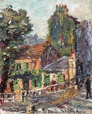 Rue des Saules et Le Lapin Agile, Montmartre, 1959, Peinture signée, Tableau comprar usado  Enviando para Brazil
