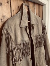 mens fringed leather jacket for sale  TINTAGEL