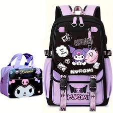 2 peças/conjunto Mochila Escolar Kuromi Mochila e Lancheira Bolsa Escolar Leve Infantil comprar usado  Enviando para Brazil