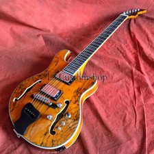 Guitarra elétrica semi oca G2 Paul Languedoc amarela rachada bordo superior 6 cordas, usado comprar usado  Enviando para Brazil