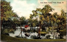 Cartão postal vintage Chicago IL-Illinois Duck Island Park casa minúscula na água c1909 comprar usado  Enviando para Brazil