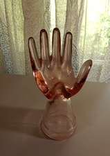 Vitrine manual vintage de vidro rosa claro de 7,5 pol. de altura comprar usado  Enviando para Brazil