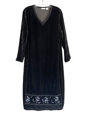 Vestido maxi bordado pulôver veludo marrom médio tamanho pequeno J.JILL gola V comprar usado  Enviando para Brazil
