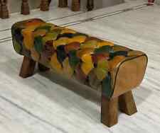 Moderno Handmade Otomano Cuero Banco Vintage Bohemio Estilo Madera Maciza comprar usado  Enviando para Brazil
