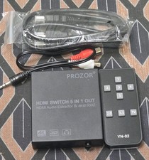 Usado, Comutador HDMI Proster 5x1 com extrator de áudio - Conversor de áudio HDMI com infravermelho... comprar usado  Enviando para Brazil