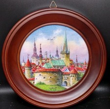 Pintura a óleo em miniatura por Ecard Udu da Estônia Tallinn 4" redonda comprar usado  Enviando para Brazil