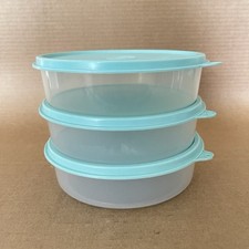 Usado, Tupperware Big Wonders tigela grande cereal lanche salada conjunto de 3 transparente/aqua #6403 comprar usado  Enviando para Brazil