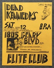 Usado, 1981 Flyer Dead Kennedys Elite Club San Francisco Punk Rock comprar usado  Enviando para Brazil