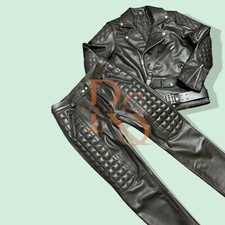 Usado, Conjunto de calça e jaqueta estilo acolchoado masculino LGBT em couro de cordeiro macio genuíno conjunto comprar usado  Enviando para Brazil