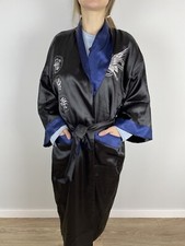 Vestido chinês Golden Dragon Robe quimono puro rayon azul preto M/L reversível, usado comprar usado  Enviando para Brazil