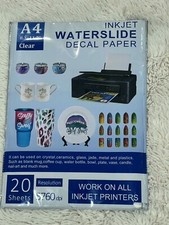 Papel decalque jato de tinta toboágua transparente 20 folhas tamanho A4 cristal cerâmica e muito mais comprar usado  Enviando para Brazil