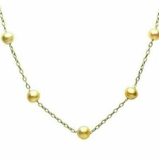 Usado, COLAR COPO DE ESTANHO CLÁSSICO 3D OURO AMARELO 14KT PÉROLA DOURADA AAA ESTADO POR JARDA comprar usado  Enviando para Brazil