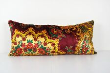 Funda de cojín lumbar de terciopelo de seda extra larga, extraordinaria almohada floral segunda mano  Embacar hacia Argentina