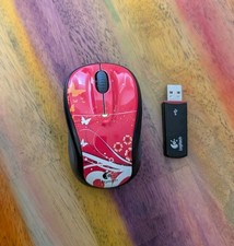 ⭐ Mouse óptico sem fio Logitech V220 para notebook laptop borboleta vermelha comprar usado  Enviando para Brazil