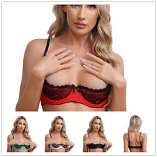 Sutiã feminino 1/4 xícaras prateleira lingerie acabamento em renda com aro push up bralette, usado comprar usado  Enviando para Brazil