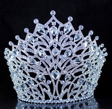 Coroa de tiara austríaca grande de strass 5,75 pol. de altura com pentes de cabelo concurso T2306 comprar usado  Enviando para Brazil