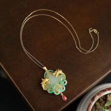 Usado, Colar folheado a ouro 18K com pingente de fênix de dragão de jade calcedônia natural comprar usado  Enviando para Brazil