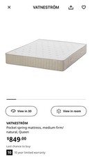 Ikea vatnestrom mattress for sale  Austin