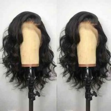 Perucas pretas de renda onda de corpo curto sem cola onda natural fibra sintética cabelo comprar usado  Enviando para Brazil