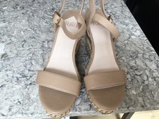 Beige wedge sandal for sale  LOUGHTON