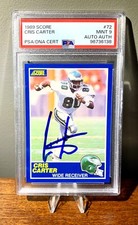1989 PONTUAÇÃO CRIS CARTER NOVATO #72 PSA 9 PERFEITO ESTADO AUTÊNTICO ASSINADO RC AUTÓGRAFO AUTO comprar usado  Enviando para Brazil