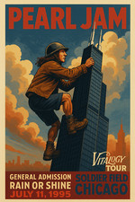 Póster de concierto Pearl Jam 7/11/95 Chicago Soldier Field Vitalogy Tour GRANDE 24x36 segunda mano  Embacar hacia Mexico