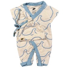 Macacão e chapéu Monica & Andy ondas brancas e azuis roupa bebê recém-nascido novo sem etiquetas, usado comprar usado  Enviando para Brazil