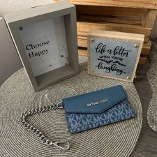 Carteira Michael KORS Blue Jet Set logotipo estojo cartão fino com clipe de corrente nova sem etiquetas comprar usado  Enviando para Brazil