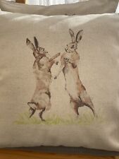 Boxing hares cushion for sale  SALISBURY