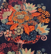 Tecido sueco floral vintage cores outono Ljungbergs década de 1960 impresso à mão W47 pol, usado comprar usado  Enviando para Brazil