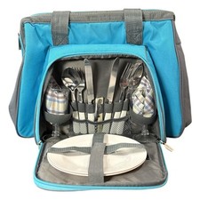 Sacola de piquenique Picnic Time refrigerador isolado lateral macia com utensílios para comer azul, usado comprar usado  Enviando para Brazil