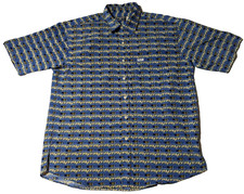 Camisa de campamento ENYCE WEAR CO para hombre grande azul con logotipo deletreado estampado integral usada en excelente estado segunda mano  Embacar hacia Mexico