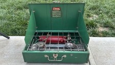 Usado, Fogão de acampamento Coleman 2 queimadores a gás branco vintage modelo 413G fabricado nos EUA comprar usado  Enviando para Brazil