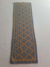 Lã oriental fina vintage tradicional feita à mão azul bege kilim 195x62cm, usado comprar usado  Enviando para Brazil