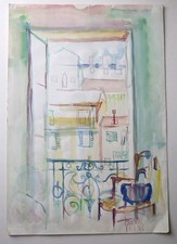 Vintage french watercolour for sale  LINCOLN