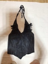 Vintage Cactus Mountain Design Halter Top Couro Feminino Franja Motocicleta comprar usado  Enviando para Brazil