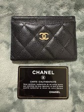 Porta-cartões Chanel autêntico couro pele de caviar preto comprar usado  Enviando para Brazil