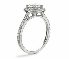 Anillo de compromiso y boda halo cojín de corte redondo de 1,55 quilates en plata esterlina 925 segunda mano  Embacar hacia Mexico