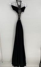 Vestido maxi Bebe feminino preto com miçangas flutuante baile de formatura tamanho 0, usado comprar usado  Enviando para Brazil