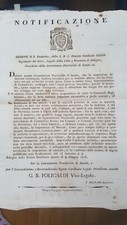 Bologna 1825 notificazione usato  Bologna
