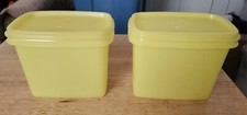 2 recipientes antigos Tupperware amarelos economizadores de prateleira (1243) e tampas (1244) NOVO!! comprar usado  Enviando para Brazil