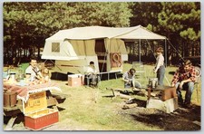 Cartão postal Cincinnati OH Nimrod trailer campista família acampamento anúncio C82 comprar usado  Enviando para Brazil