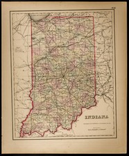 Antique map [1857, colton] : Condition American Indiana. Antique Map USA na sprzedaż  Wysyłka do Poland
